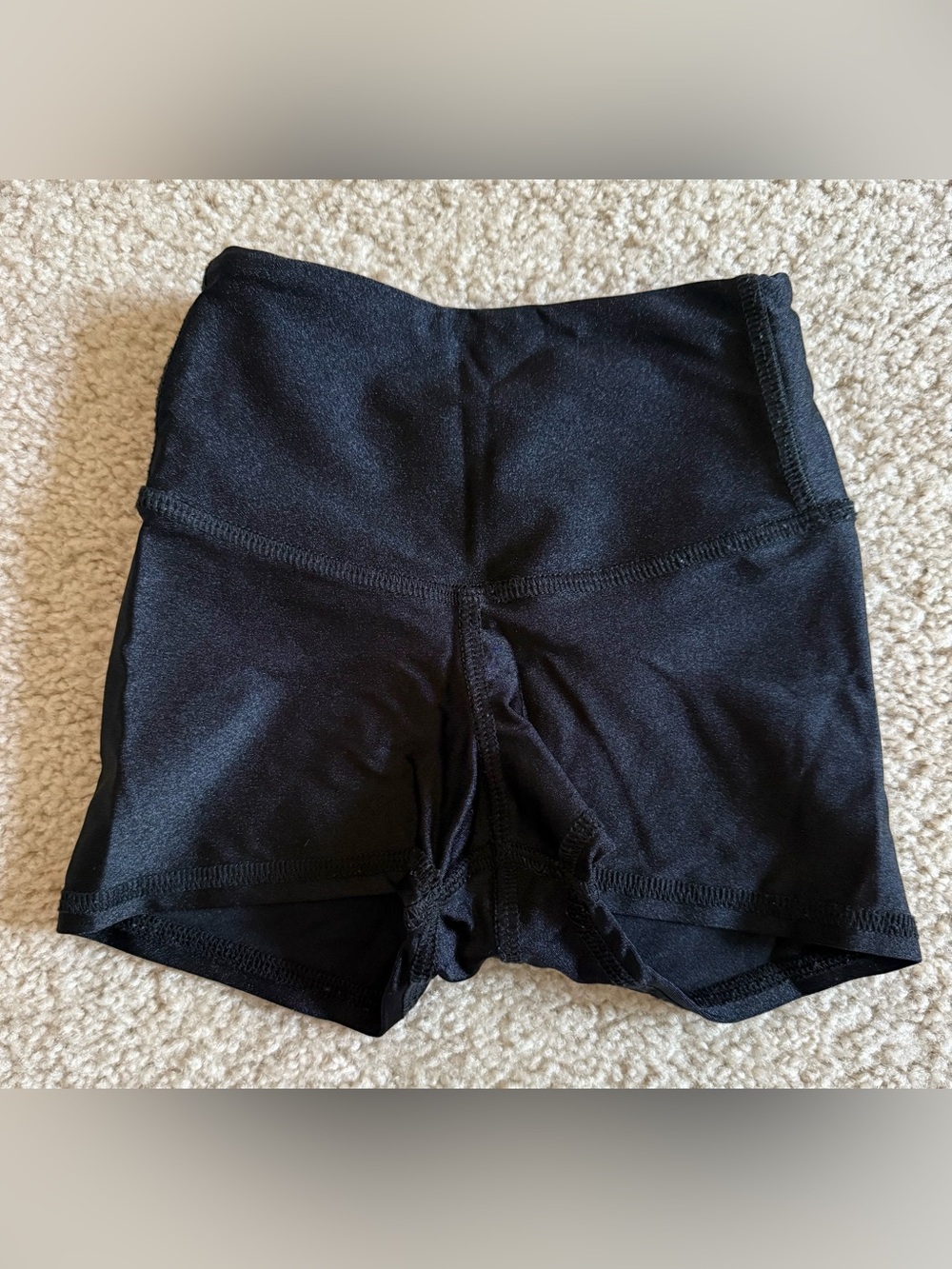 Girls' Black High-Waist Stretch Bike Shorts